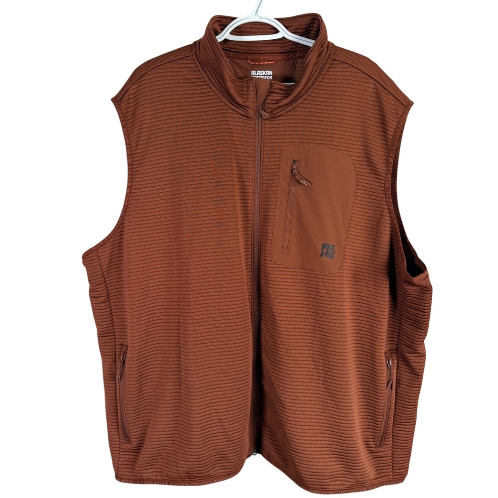 Alaskan Hardgear Blackburn Standard Fit Vest Men 3XL Bison Brown Ribbed Full Zip